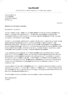 The first page of a cover letter
